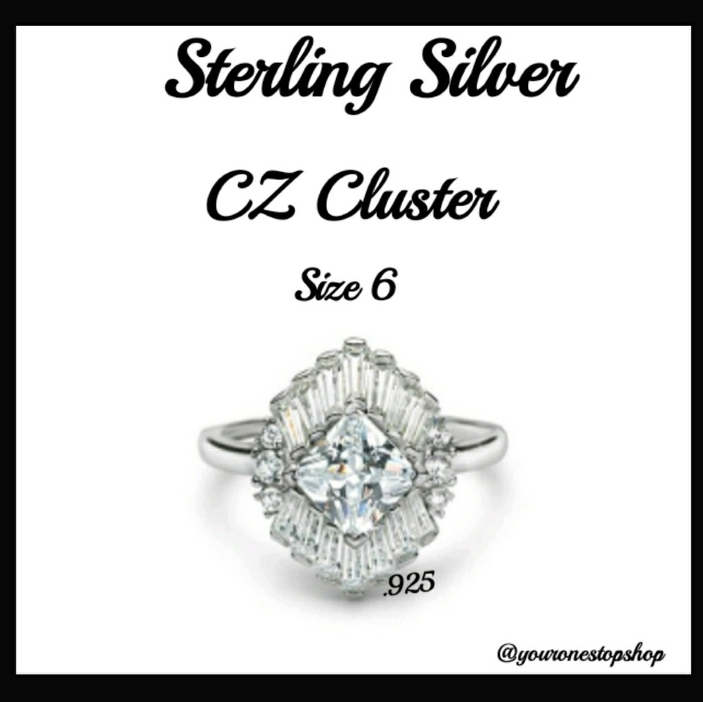 Sterling Silver CZ Cluster Ring